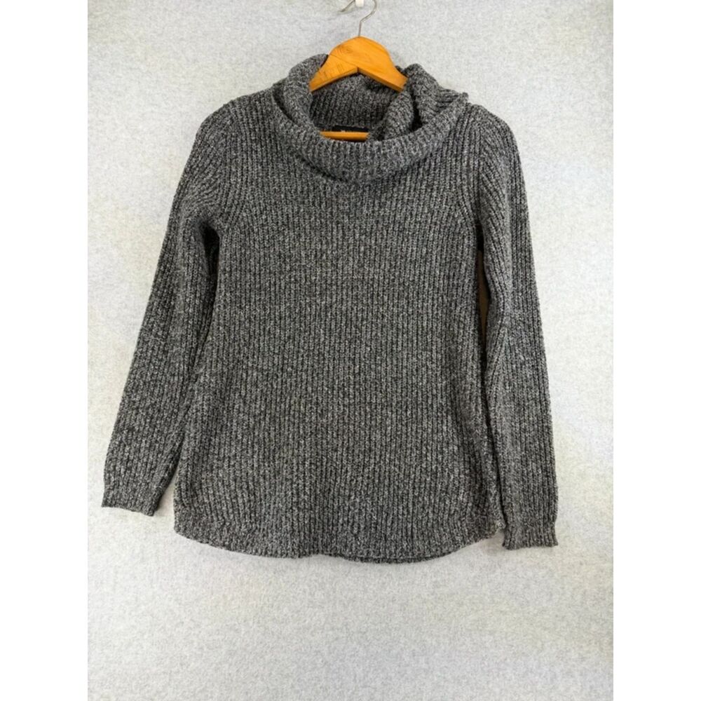AB Studio Women’s Medium Gray Metallic Cowl Neck Knit Sweater 3613